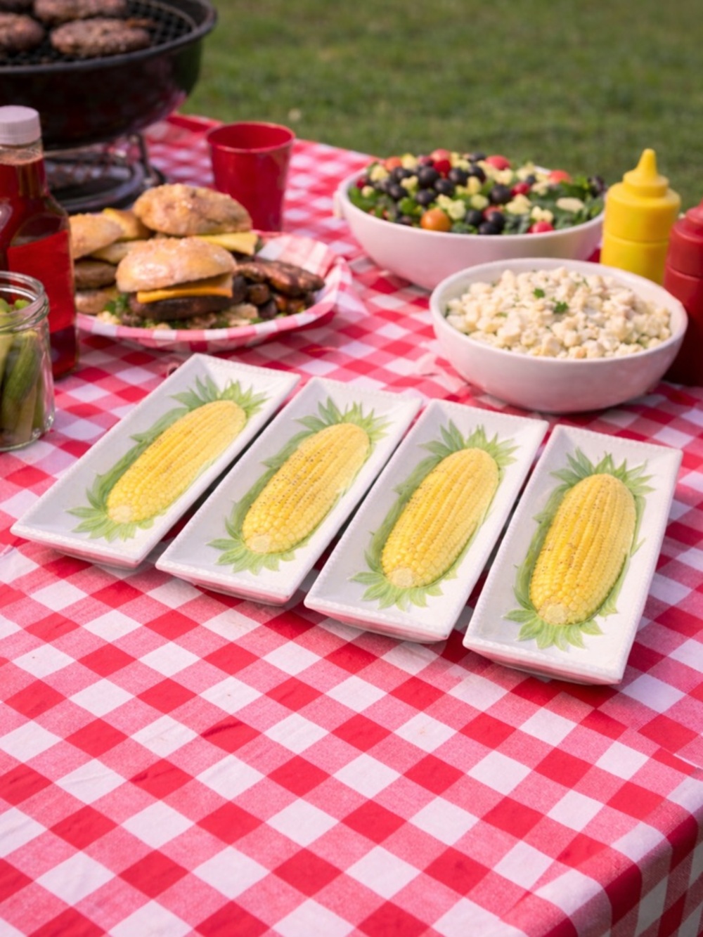 Vintage Knobler Corn on the Cob Ceramic Dishes Made In Japan
